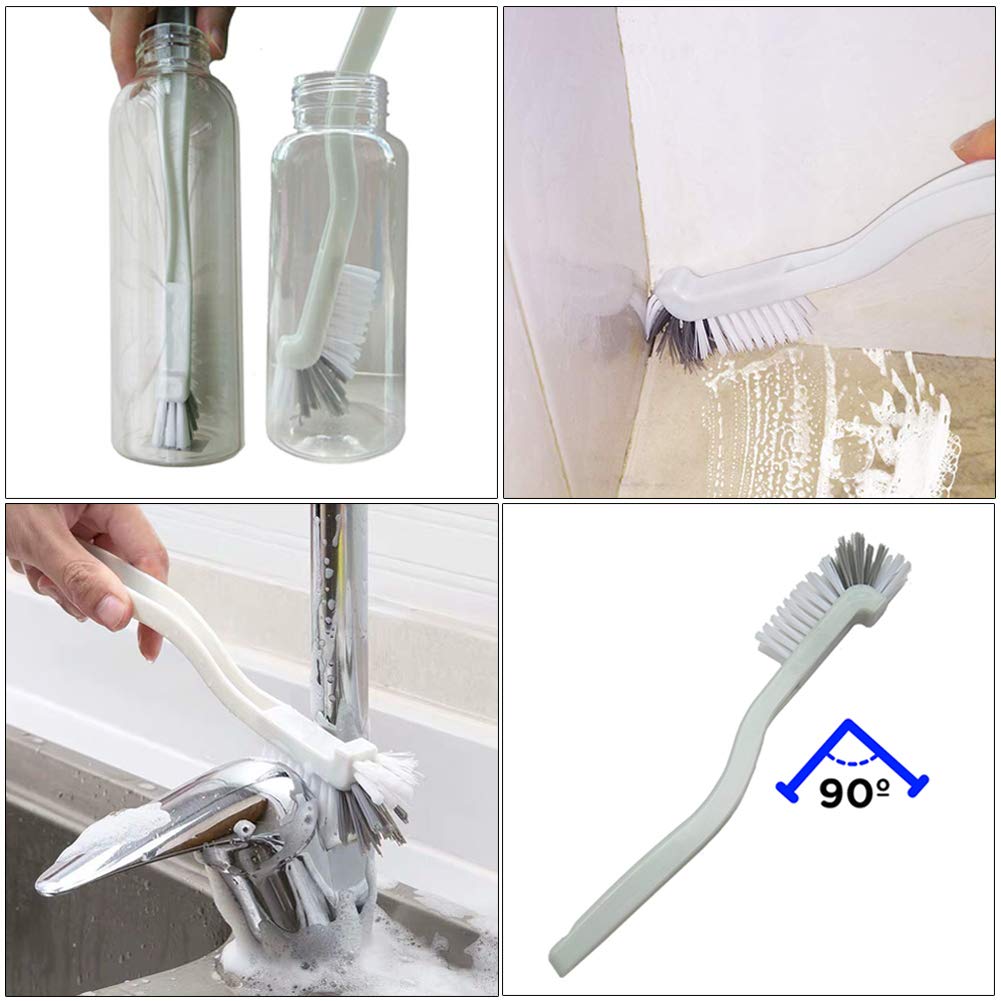 Dish Brush Set 4 Pack with Handle, Stiff Bristle Kitchen Scrub Brushes, Multi-Purpose Cleaning