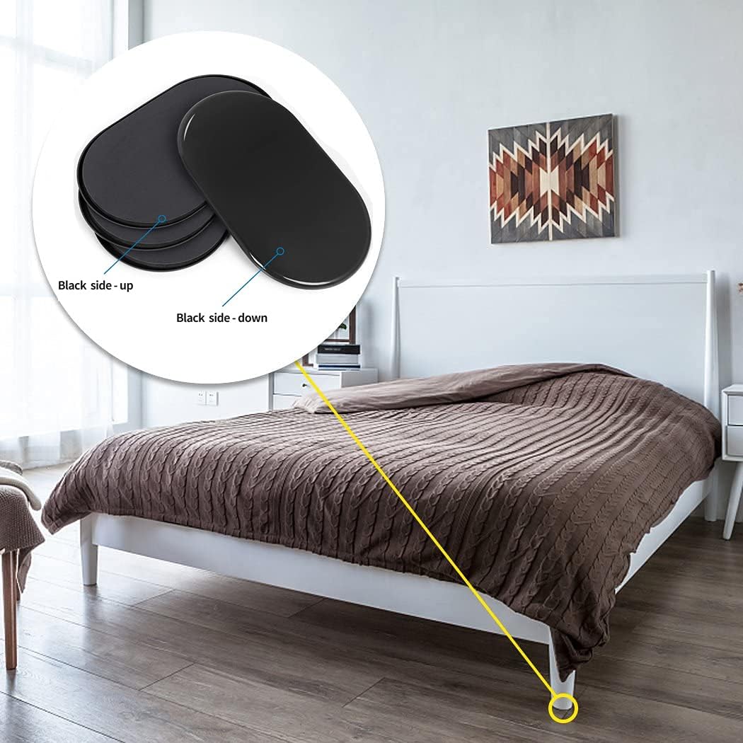 Reusable Large Furniture Sliders for Carpet, Furniture Movers Sliders, Carpet Movers Oval Heavy Duty Sofa Bed Table Desk Movers for Carpet –Quickly and Easily Move Any Item, Black (8 Pack)