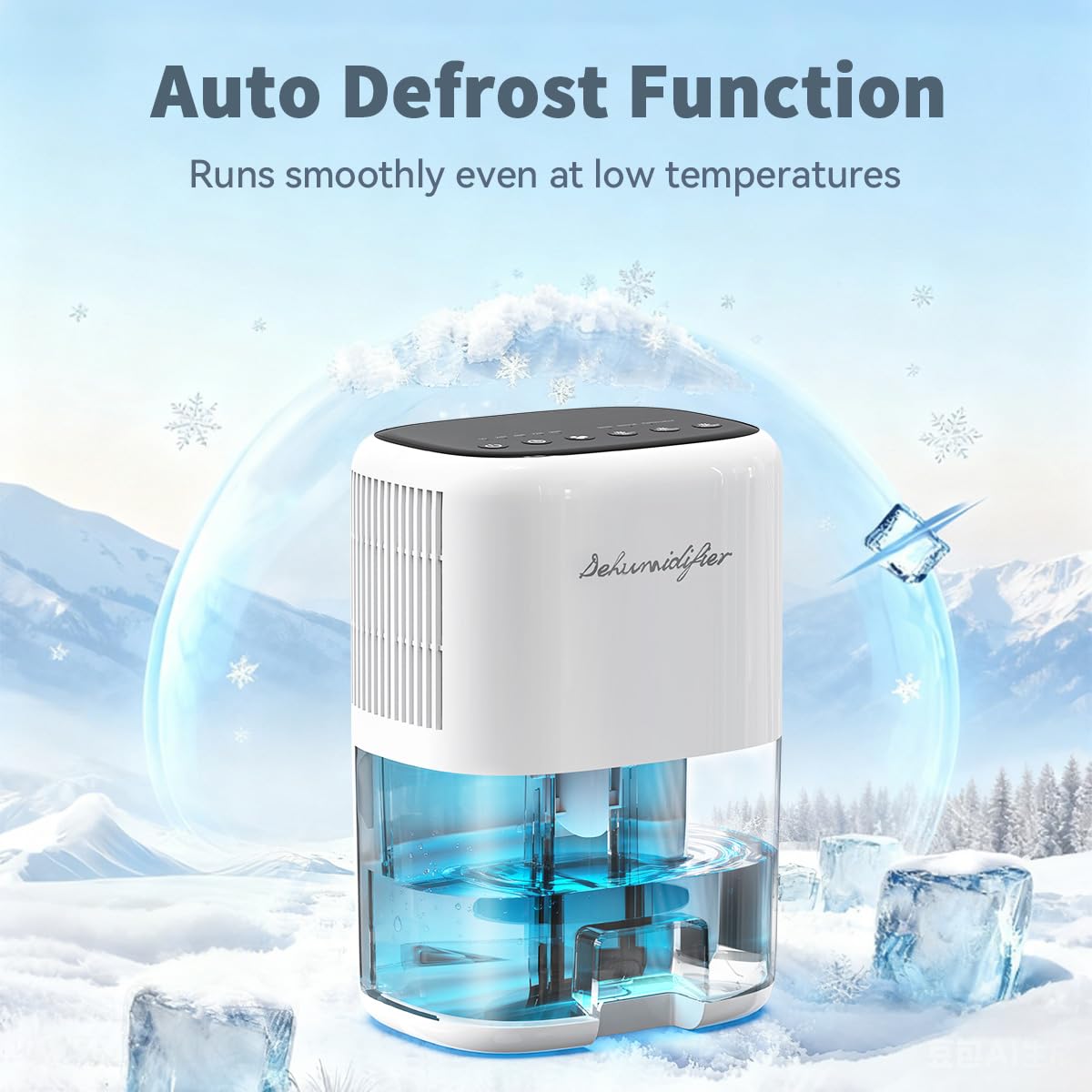 Small Dehumidifier for Home 44OZ Quiet with Auto Off & Defrost 5 Timers 3 modes 10 Color Lights 3