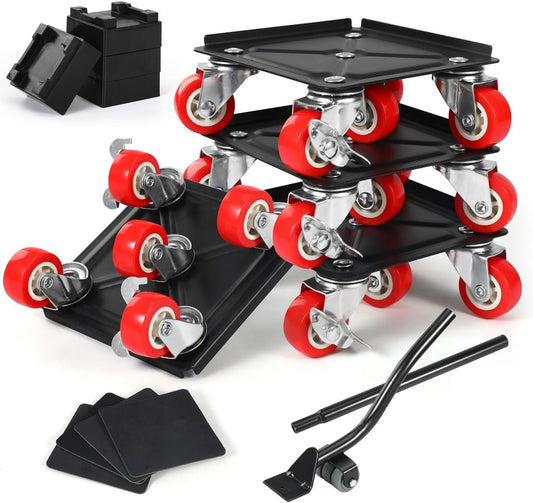 Heavy Duty Industrial Furniture Movers with Wheels, Dolly, Lifter, Sliders, 5 Rollers Casters Cart