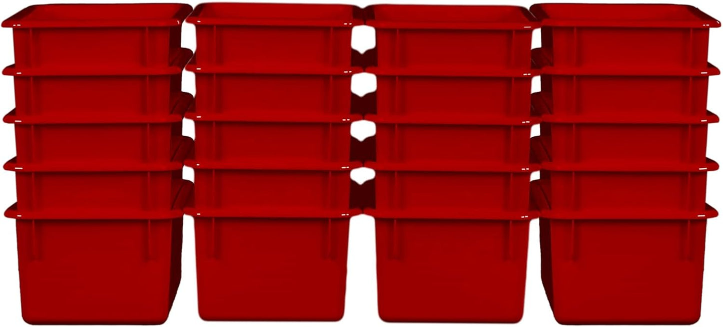 Wood Designs Cubby Storage Bin, Heavy Duty Plastic Containers for Kids Red Cubby Tray Set of 20