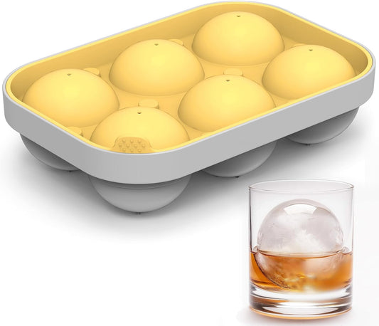 2.5inch Spherical Ice Ball Tray For Whiskey, Big Ice Freezer Mold for Cocktails，Easy Fill In &