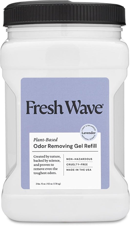 Fresh Wave Lavender Odor Removing Gel Refill, 63 oz. - Safer Odor Absorbers for Home, Natural Plant-Based Odor Eliminator, Every 15 oz. lasts 30-60 Days, For Cooking, Trash & Pets
