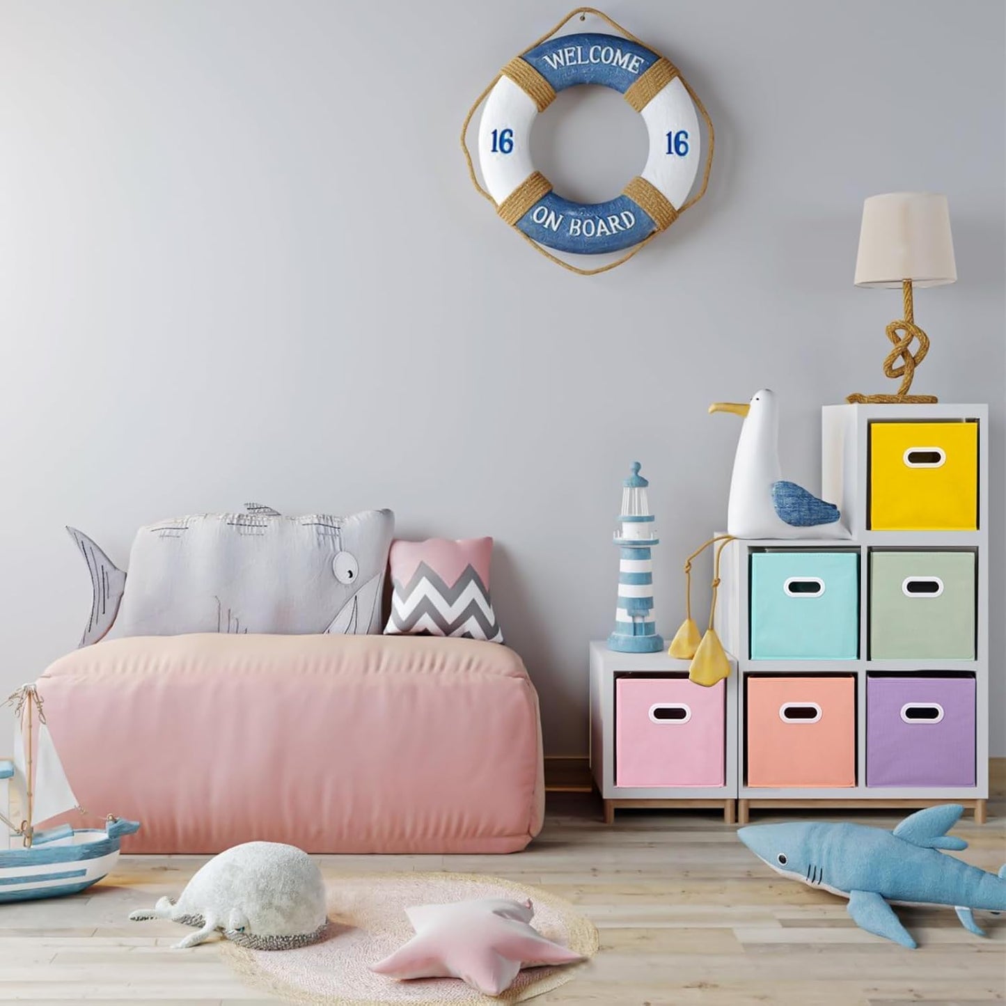 Stero Fabric Storage Cubes Bins, 13 inch Fun Colored Foldable Storage Baskets with Dual Plastic Handle for Home, Kids Room, Closet and Toys Organization, Multi Colored, Set of 6