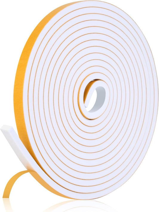 16Feet Weather Stripping Seal (1/2 Inch X 1/4 Inch) for Door Window, High Density Foam Tape
