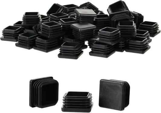 Furnigear Plastic Plugs Tubing End Cap Chair End Caps Outside Bottom Tubing Caps Square Furniture Sliders Glides Black (40, Fit 0.72-0.81" Square Tube Inner Size)