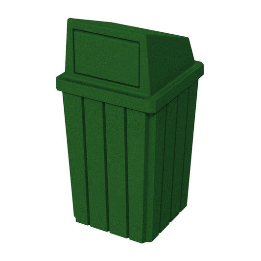 32 Gallon Square Slatted 100% Recycled Plastic Heavy-Duty Commercial Outdoor or Indoor Trash Can