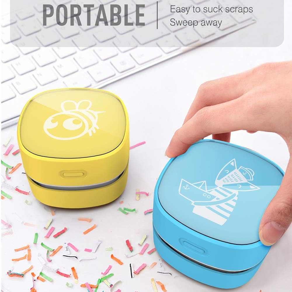 ODISTAR Desktop Vacuum Cleaner,Mini Table dust Sweeper Energy Saving,High Endurance up to 400 mins,Cordless&360º Rotatable Design for Cleaning Hairs,Crumbs,Computer Keyboard (Pink Charging)