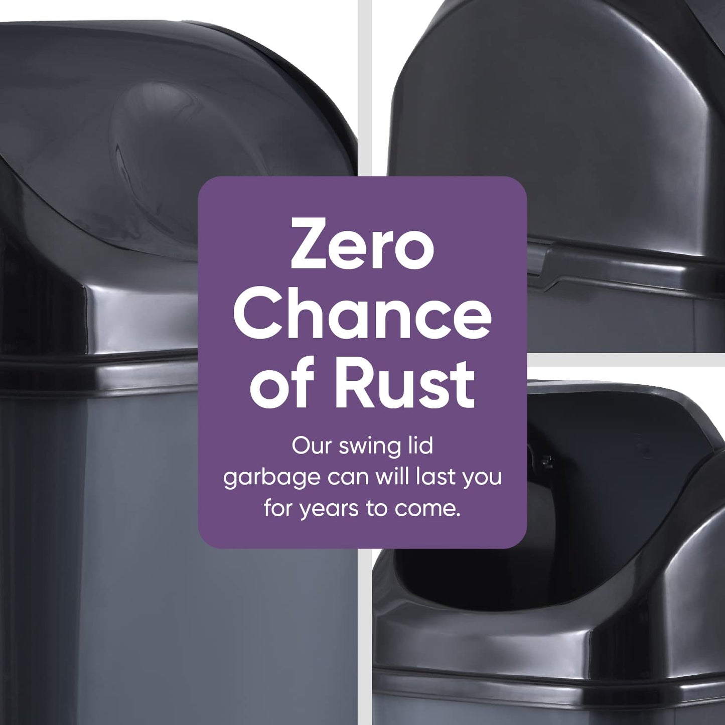 Superio Trash Can for Dorm Room with Lid 4.5 Gallon Plastic Garbage Can with Swing Top Lid, Medium Slim Waste Bin with Cover for Home, Kitchen, Office, Bedroom, Bathroom, College- 18 Qt (Dark Grey 2)