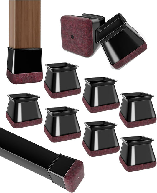 40 Pcs Chair Leg Floor Protectors for Hardwood Floors, Black Rubber Furniture Sliders with Felt