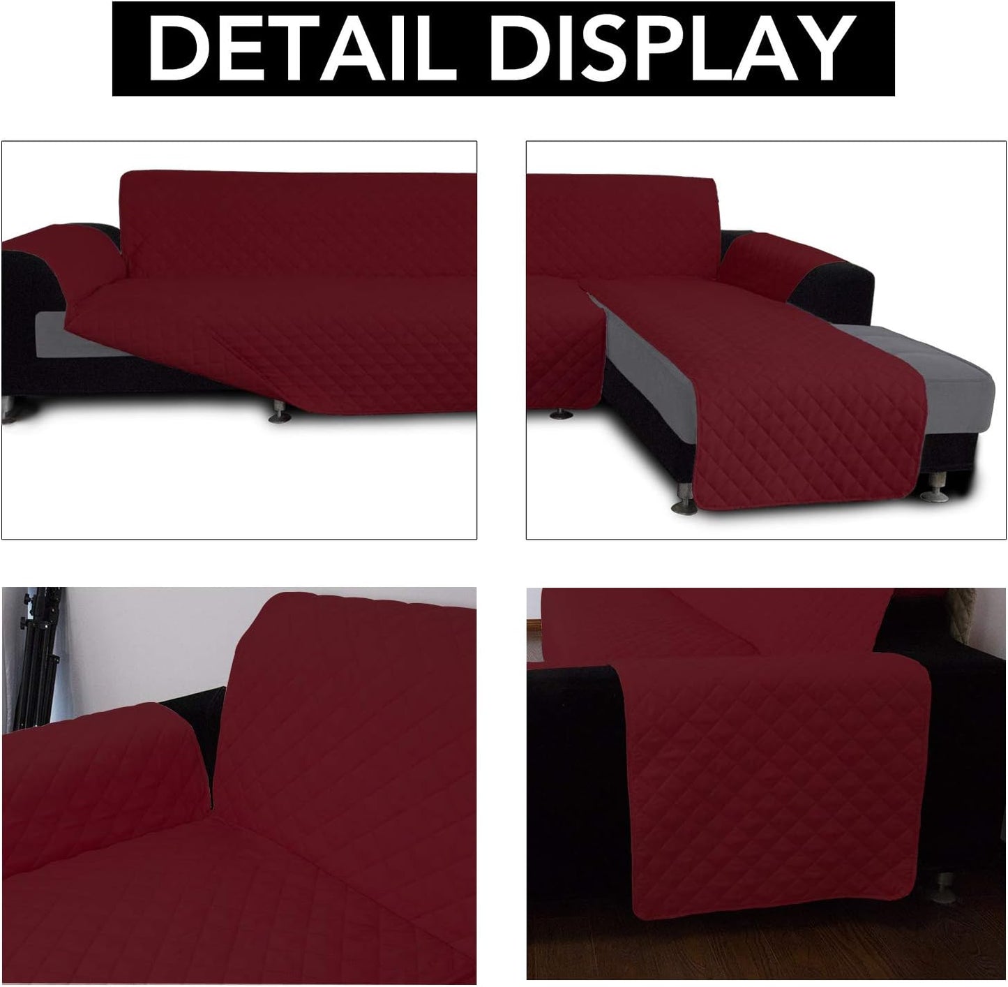 Easy-Going Sofa Slipcover L Shape Sofa Cover Sectional Couch Cover Furniture Protector Mat for Pets Dog Cat (Large,Christmas Red/Christmas Red)