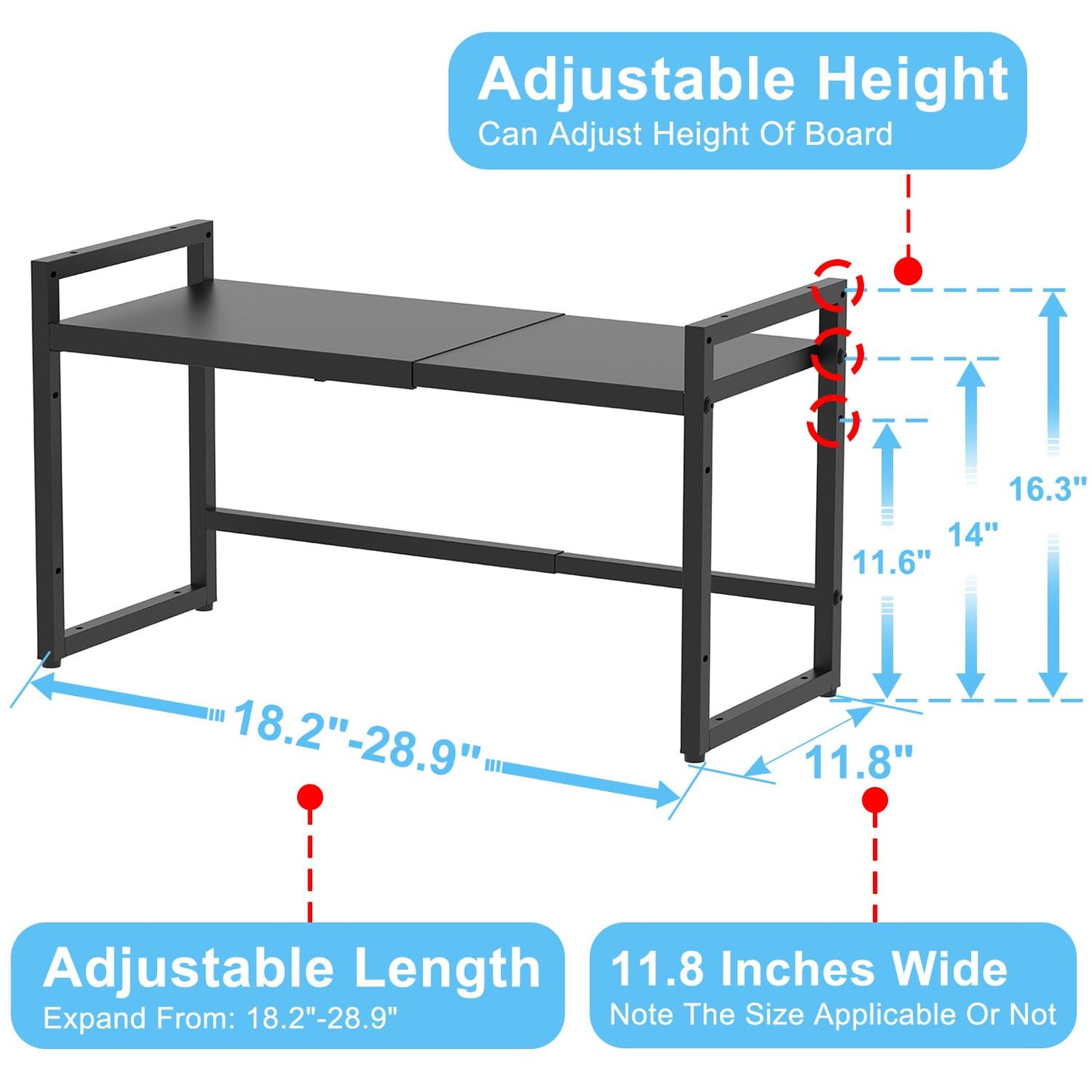 Expandable Metal Storage Shelves, 110LBS Heavy Duty Shelving Units and Storage for Pots Pans Small