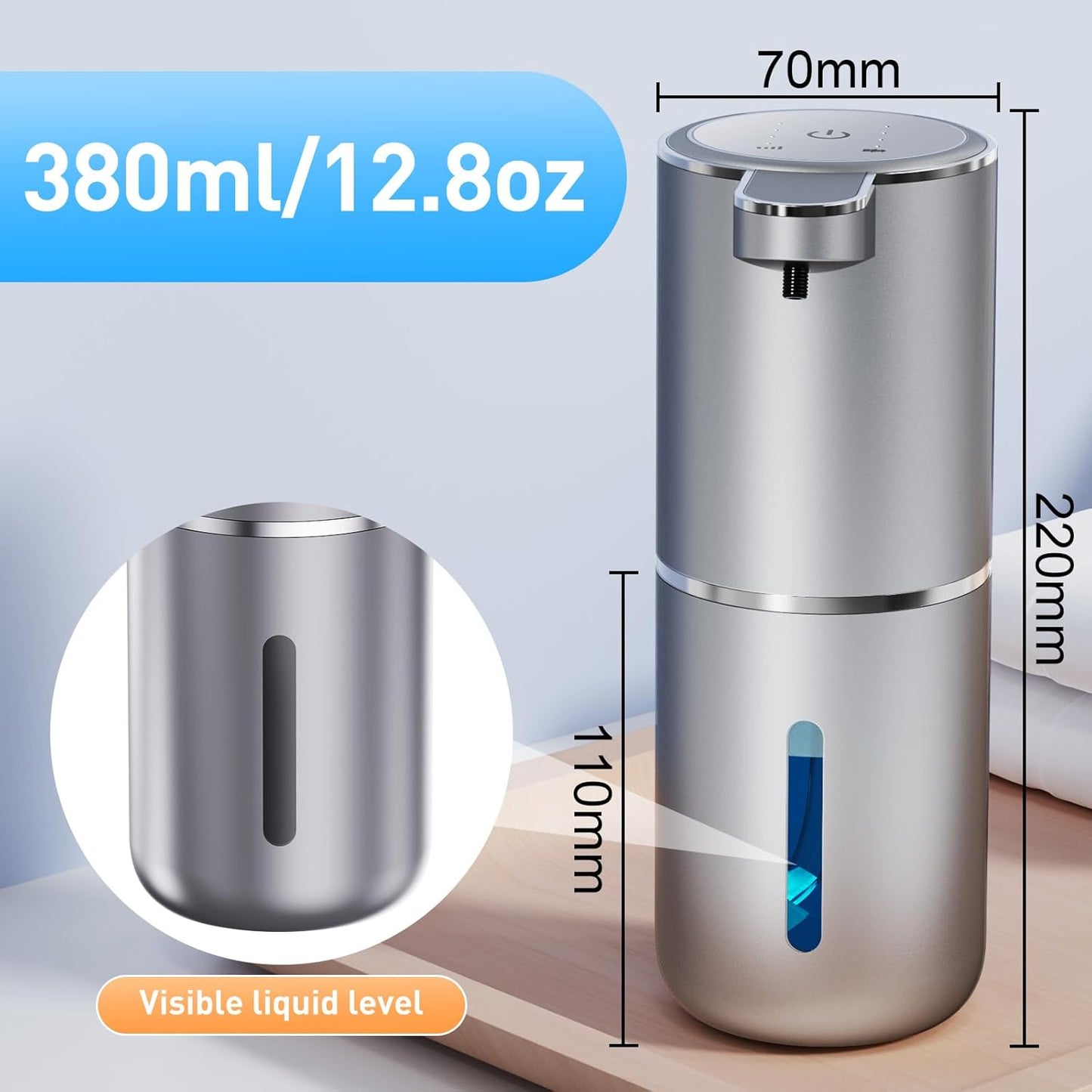 Automatic soap Dispenser touchless Automatic Liquid Soap Dispenser 4 Adjustable 1500mAh Soap Dispensing Levels Wall Mount for Kitchen and Bathroom