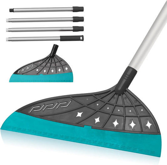 Magic Air Broom, Silicone Broom Floor Squeegee for Glass and Floors with 60’’ Long Aluminum Adjustable Handles,Silicone Squeegee Broom or Pet Hair, Dust and Liquids (Gray)