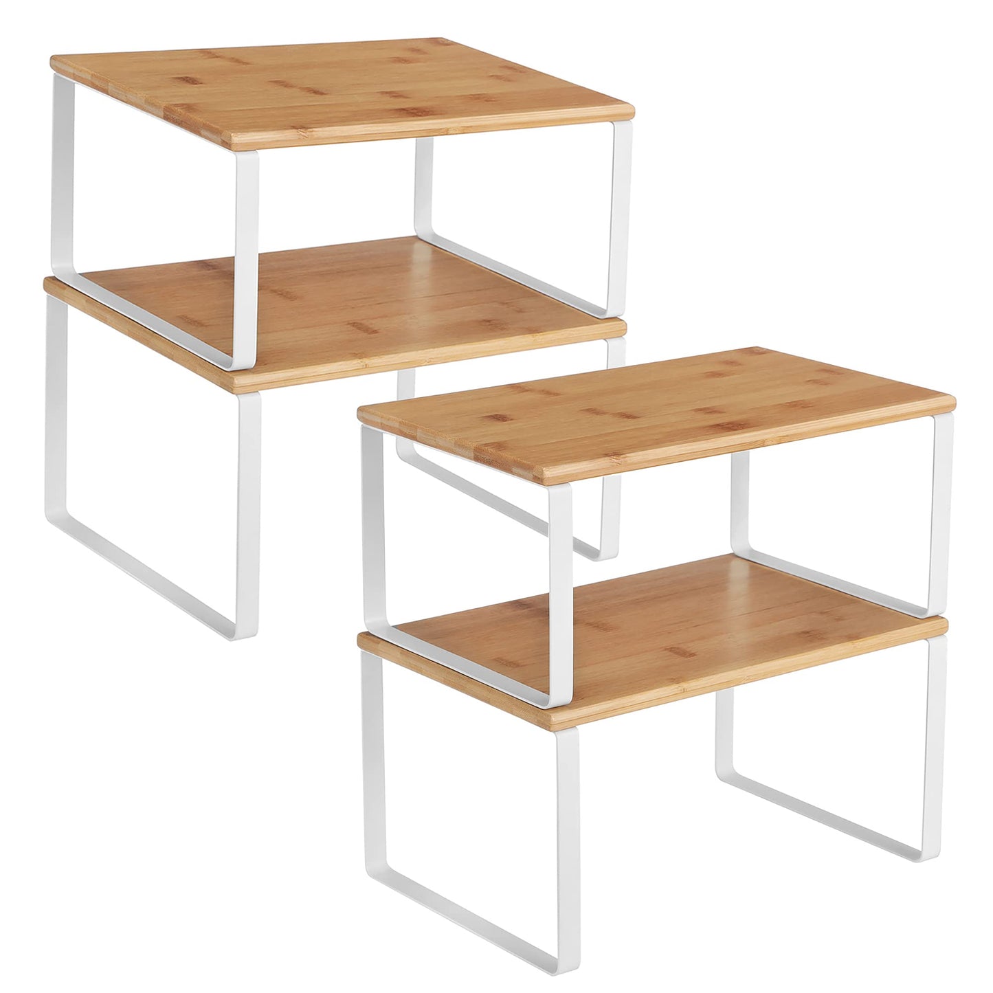 SONGMICS Cabinet Organizer Shelf, Set of 4 Kitchen Counter Shelves, Kitchen Storage, Spice Rack