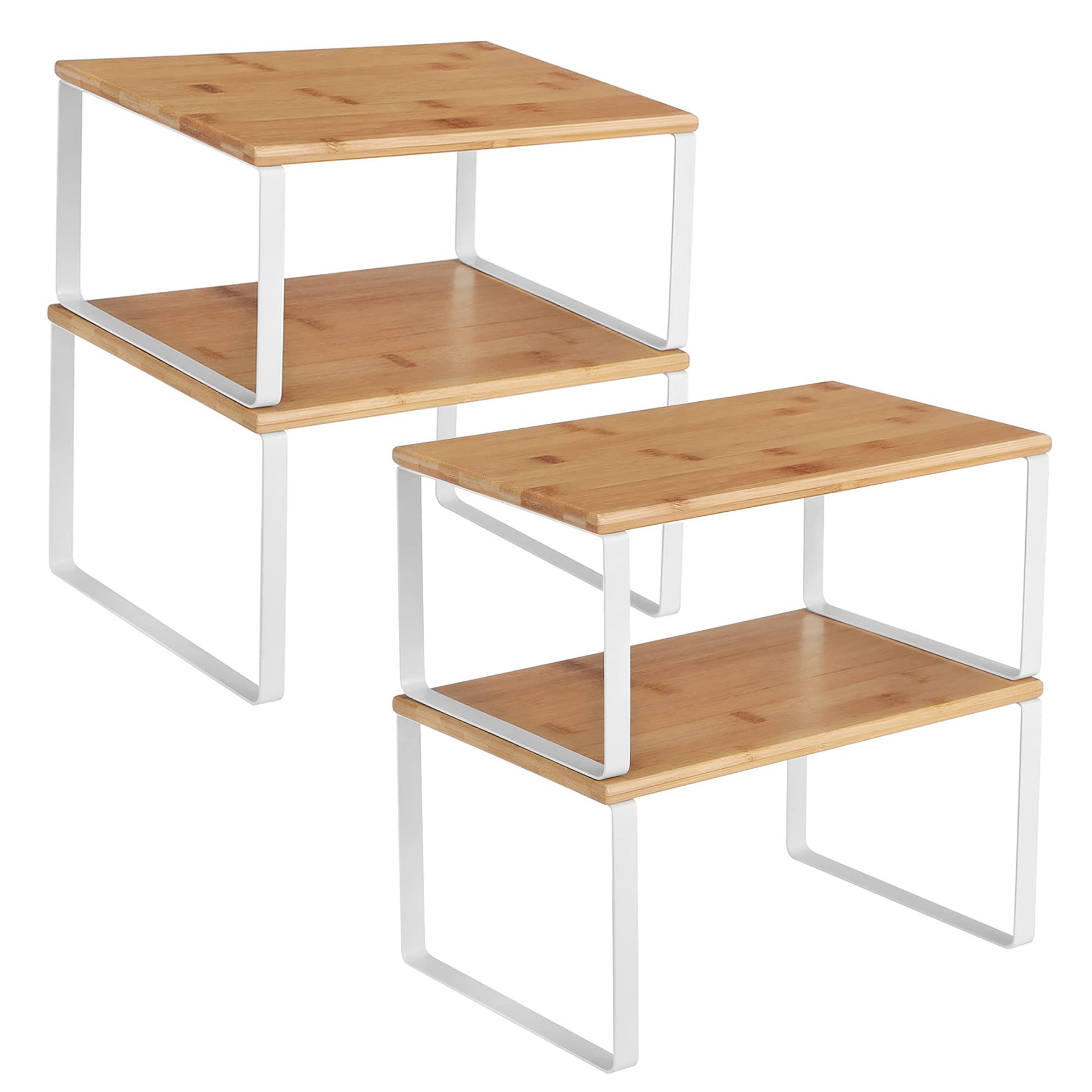 SONGMICS Cabinet Organizer Shelf, Set of 4 Kitchen Counter Shelves, Kitchen Storage, Spice Rack