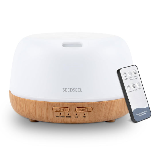 SEEDSEEL 300ML Essential Oil Diffuser with 7-Color LED Lights and Remote Control, Modern Minimalist