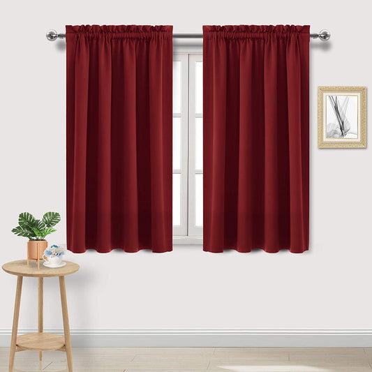 DWCN Christmas Burgundy Room Darkening Blackout Curtains - Thermal Insulated Privacy Energy Saving Window Curtain Drapes 52 x 45 inch Length, Set of 2 Bedroom Living Room Curtains