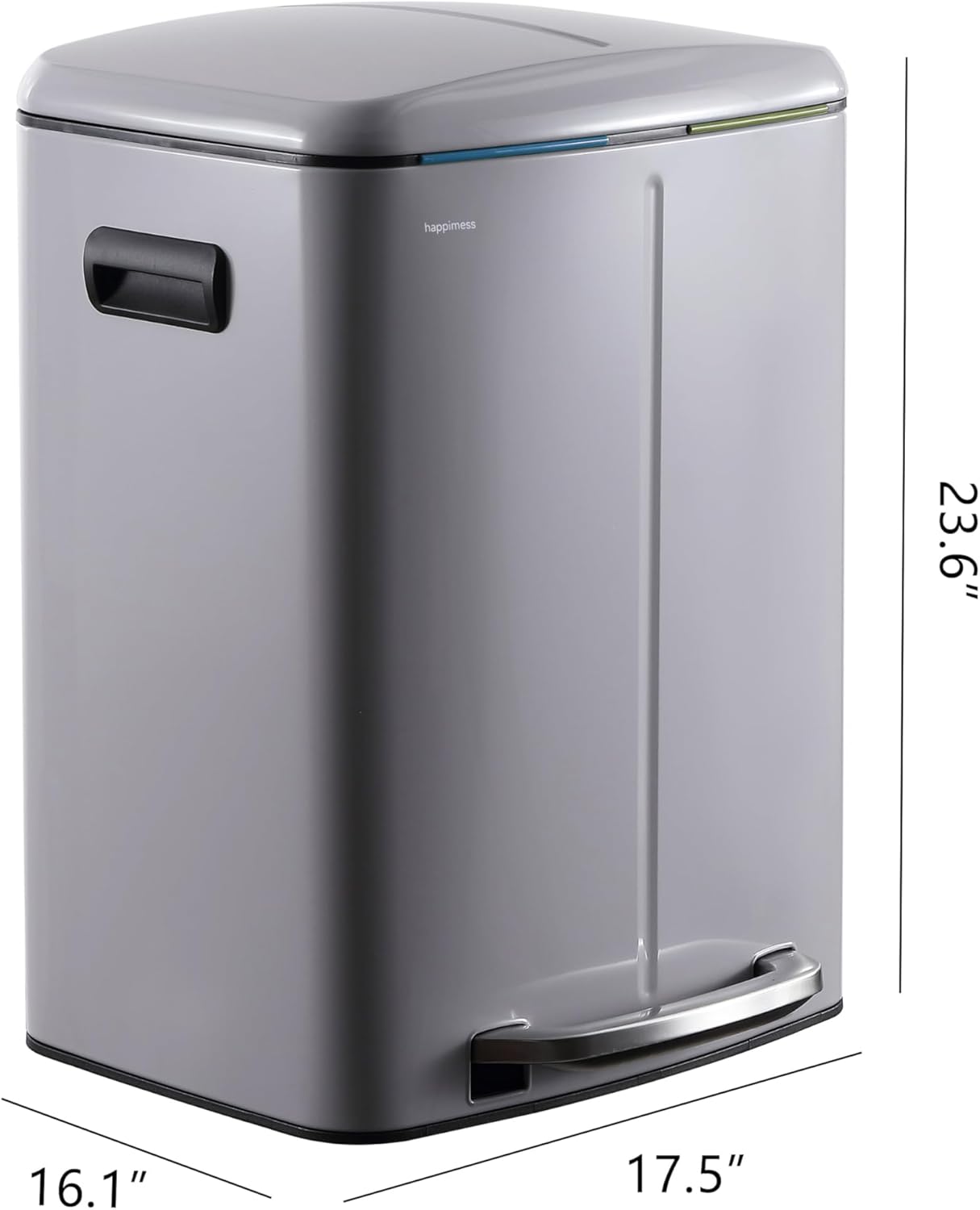 happimess HPM1005I Marco Rectangular 10.6-Gallon Double Bucket Trash Can with Soft-Close Lid, Fog Gray, Fingerprint Resistant, Modern, Minimalistic for Home, Kitchen, Office, Bedroom, Bathroom