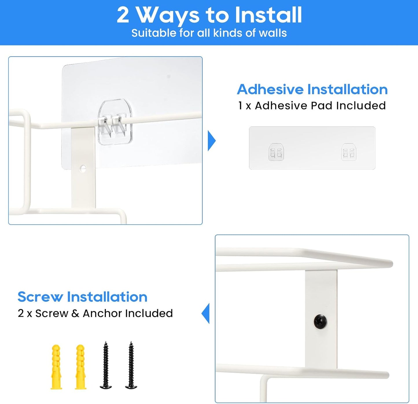 THYGIFTREE Glove Box Holder Wall Mount Disposable Glove Dispenser, Metal Glove Rack for Rubber Latex Gloves Organizer Facial Tissue, White 1pc
