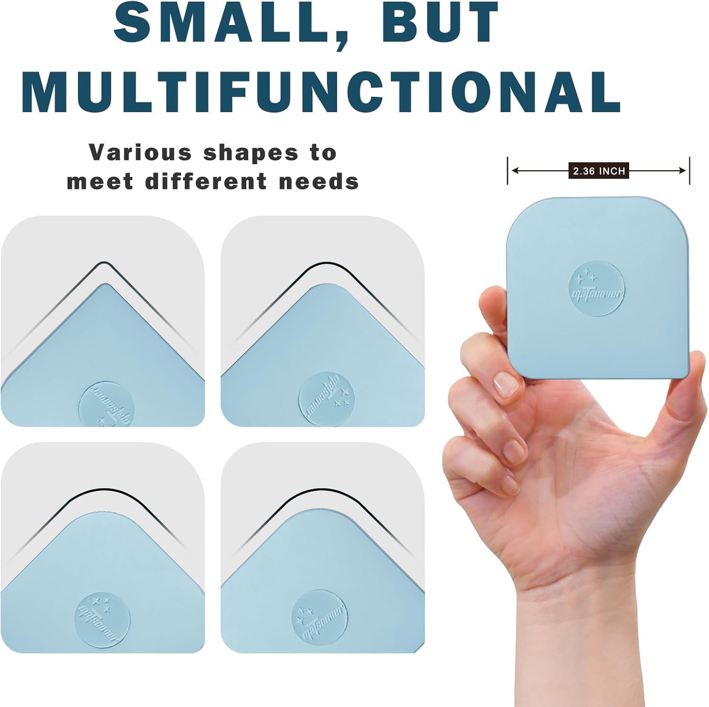 Pan Scraper, 5 Pcs Pot Scraper Plastic, Pot Scraper Non Scratch for Cast Iron, Pot and Pan Cleaning, Sturdy Scraper Kitchen Tool-Aqua