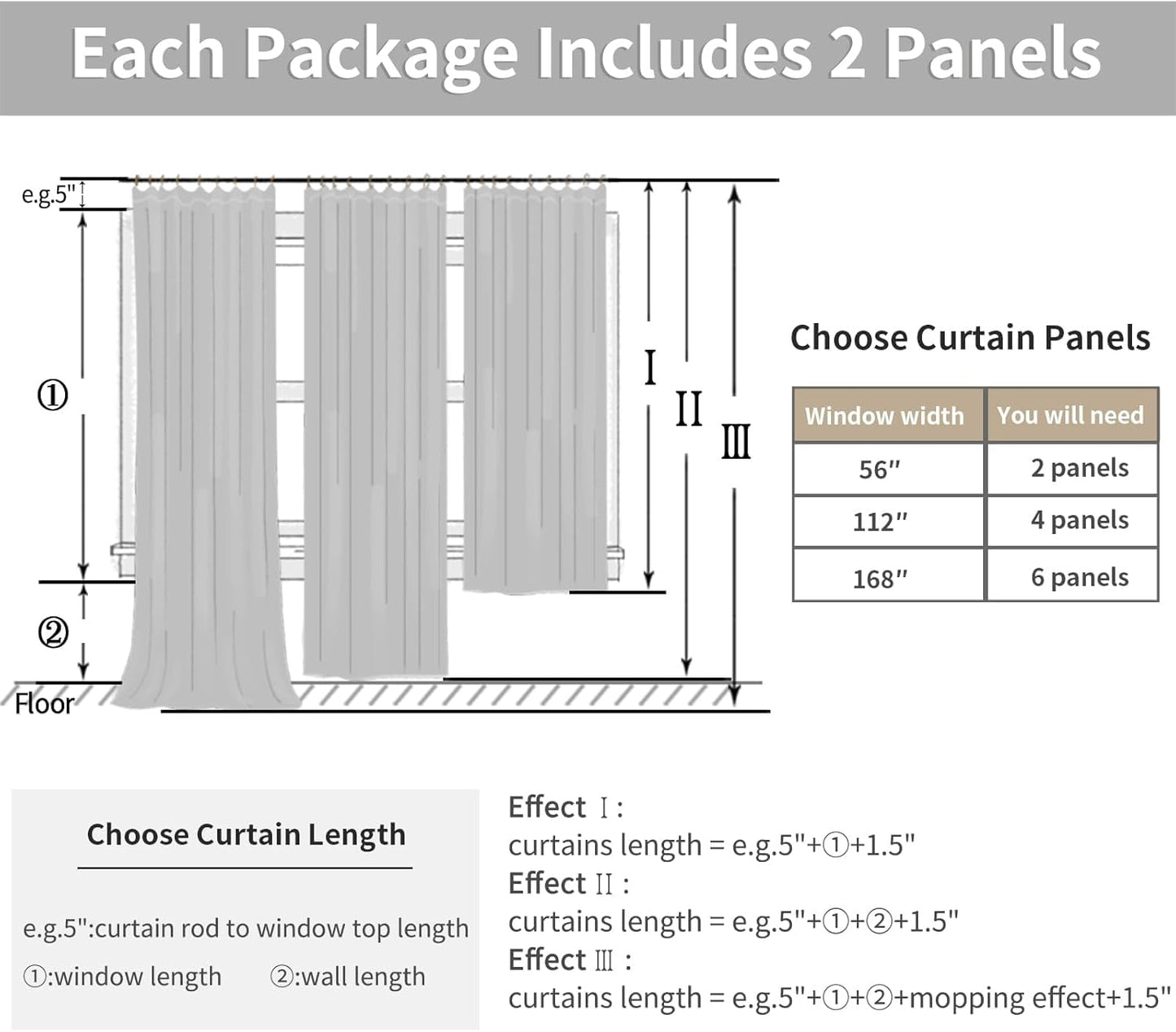 YoungsTex Natural Linen Curtains 63 Inch Length 2 Panels - Light Filtering Semi Sheer Window Drapes Textured Rustic with Pinch Pleated for Bedroom Living Room Office, 2 Panels, 40 X 63 Inch