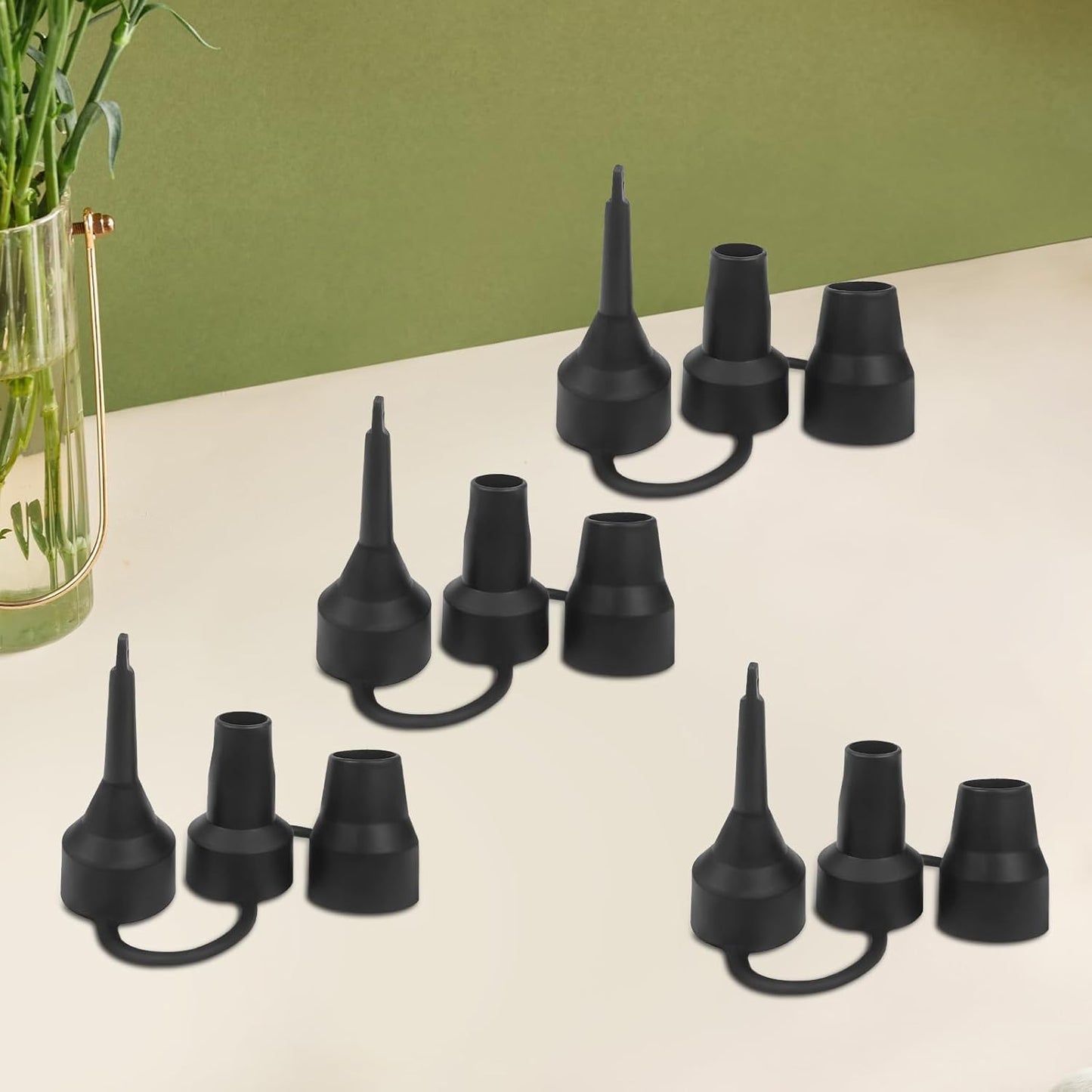 4 Set Air Pump Replacement Nozzles Head with 3 Sizes Plastic Inflatable Pump Adaptor Accessory for Partial Air Mattress Bed