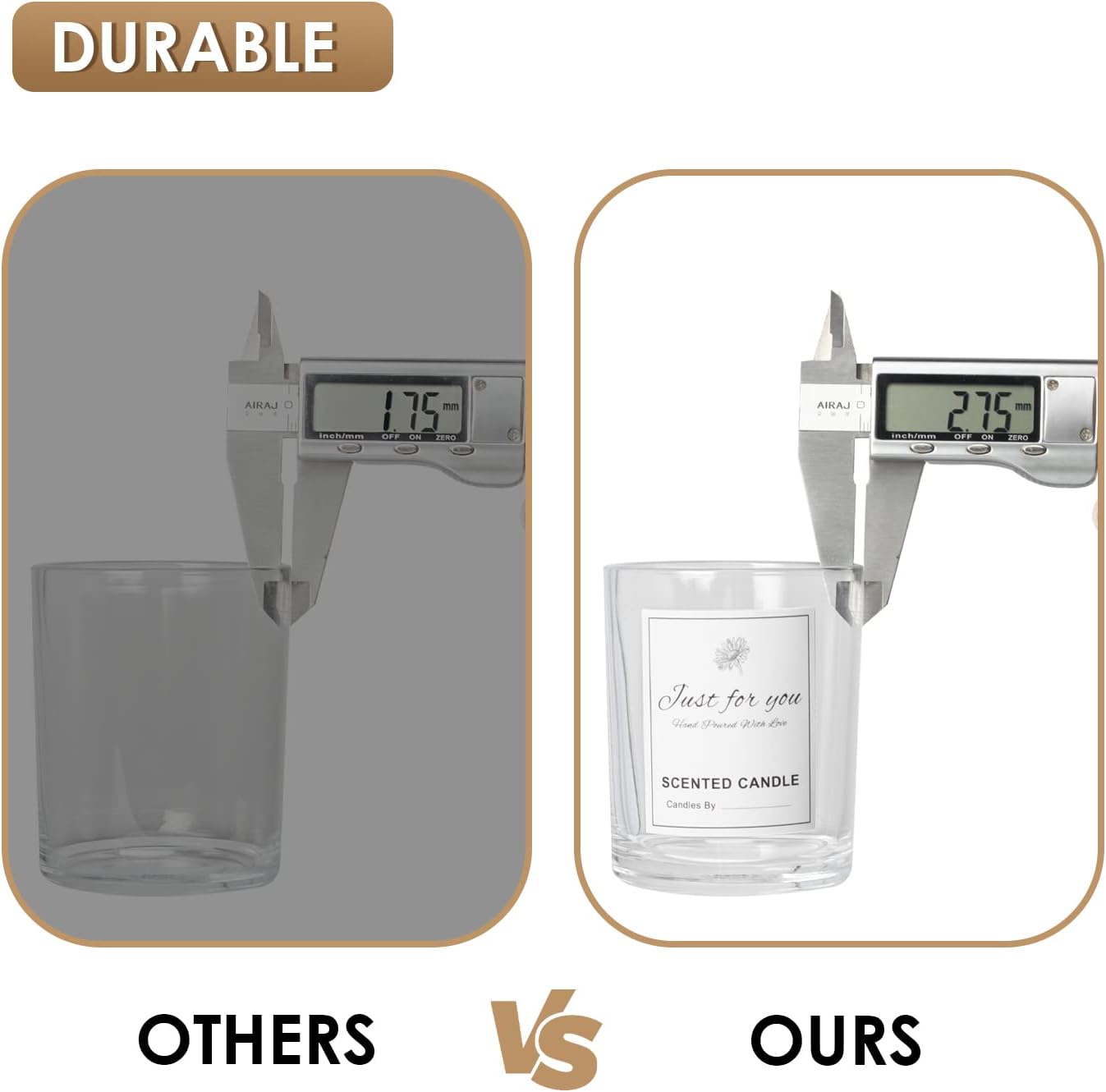 CONNOO 15 Pack 7 OZ Clear Candle Jars with Bamboo Lids, Thick Glass Empty Jars for Making Candles - Dishwasher Safe, in Bulk.