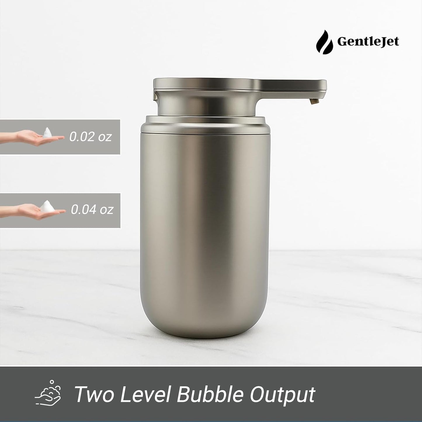 WaveJet Automatic Foaming Soap Dispenser - Rechargeable Automatic Soap Dispenser Touchless for Bathroom, Dual Foam Levels, Auto-Clean Mode (WaveJet - Silver, Foam)