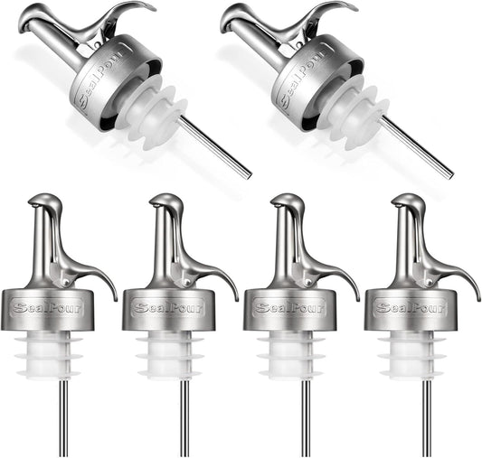 Olive Oil Spouts, Stainless Steel Pour Spout, Olive Oil Pour Spout for Dispenser, Pour Bottle Spouts, Suitable for Beverage,Vinegar and Sauce for Home Kitchen -6PCS