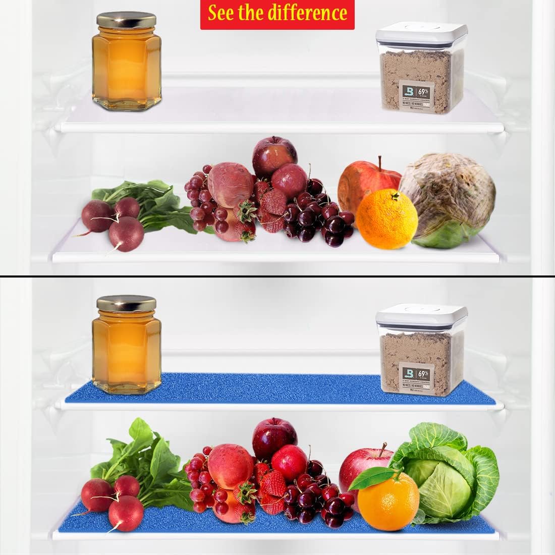 Dualplex® Fruit & Veggie Life Extender Liner for Fridge Refrigerator Drawers, 12x15 Inches (4 Pack) – Extends The Life of Your Produce & Prevents Spoilage (Blue)