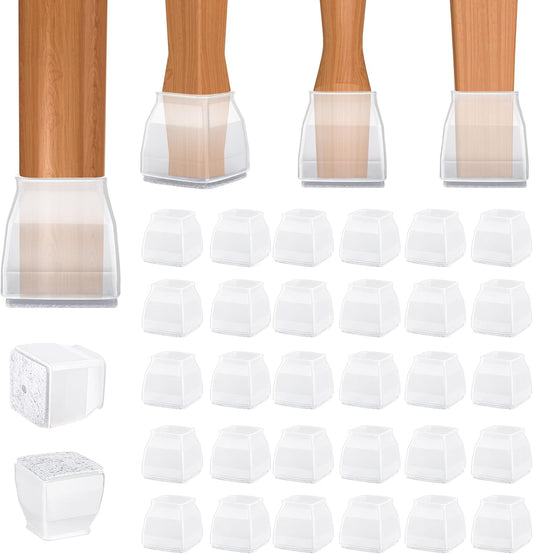 BALEINE 32 Pack Silicone Chair Leg Floor Protectors, Stool Leg Protectors Cap, Non-Slip Chair Leg