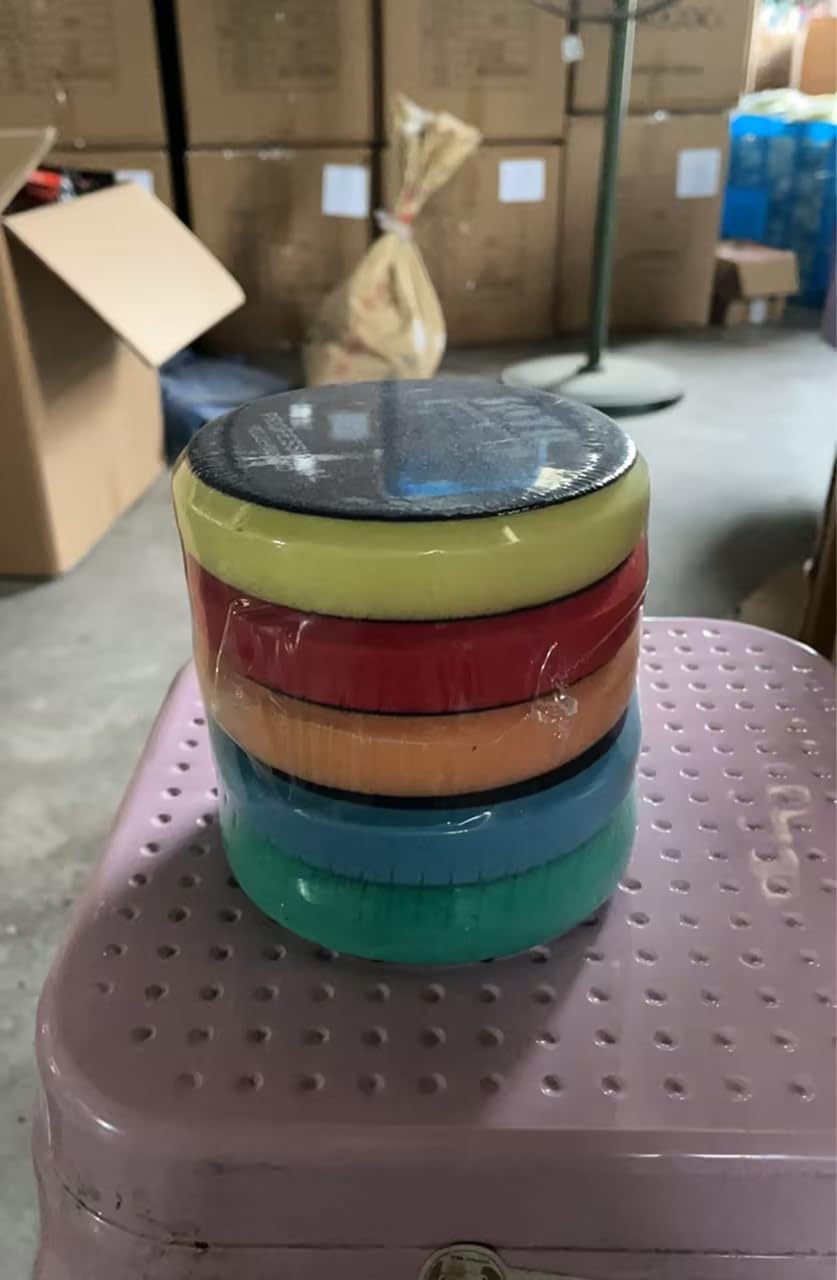 Buffing Polishing Pads, SPTA 5Pc 3.5 Inch Face for 3 Inch 76mm Backing Plate Compound Buffing Sponge Pads Cutting Polishing Pad Kit For Car Buffer Polisher Compounding,Polishing and Waxing -FPTFS3-MIX