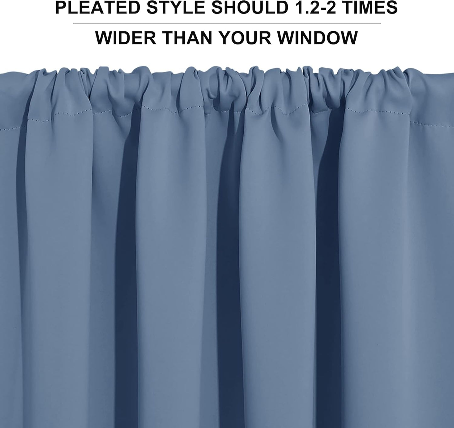 RYB HOME Blackout Curtains for Kitchen, Over Sink Privacy Curtains Window Decor, Thermal Insulating Drapes for Bathroom Cafe Bedroom Small Window, W 42 x L 24 inch, Stone Blue, 2 Panels