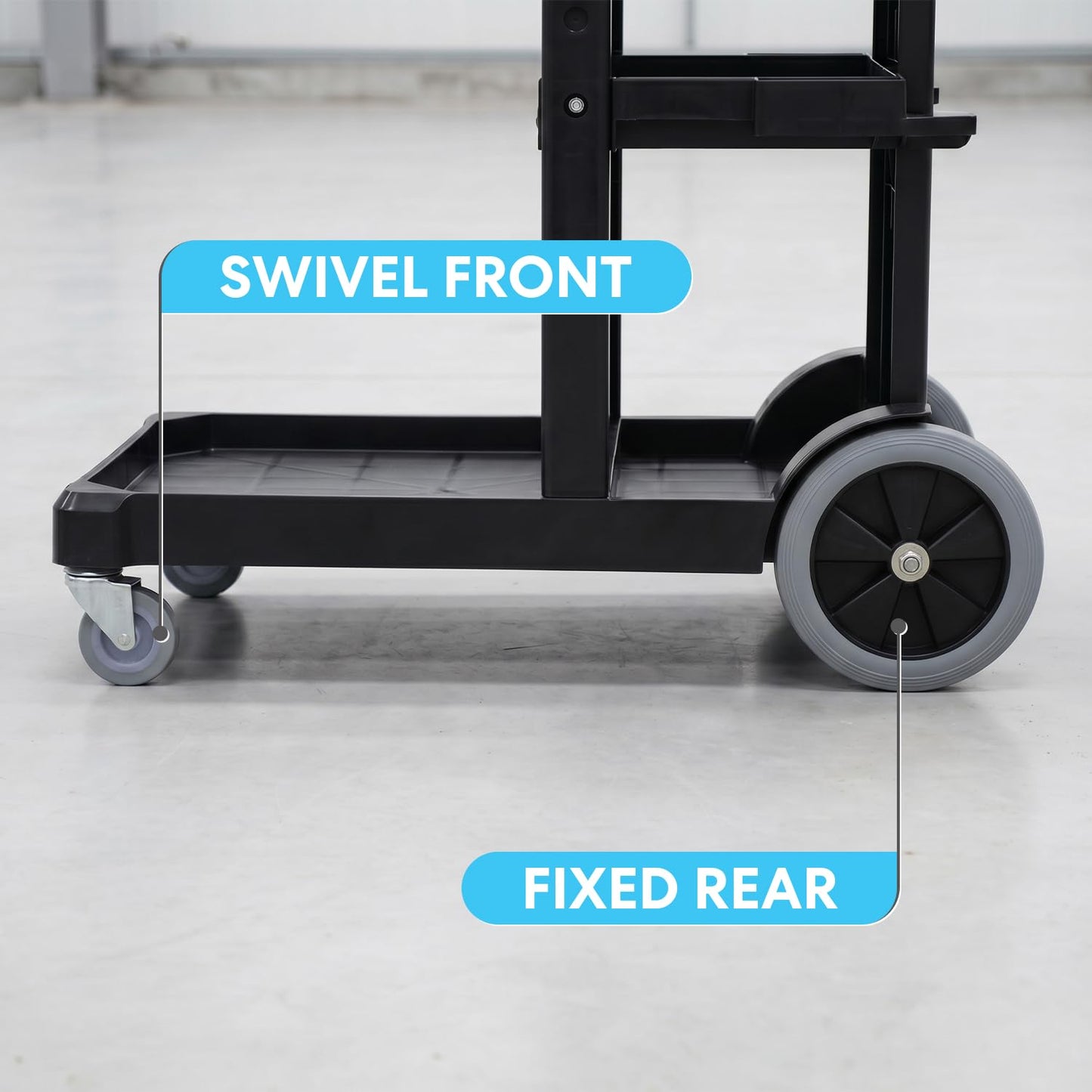 Simpli-Magic Janitorial Cart, 330 lbs Capacity – 3-Shelf Commercial Housekeeping Cleaning Cart on