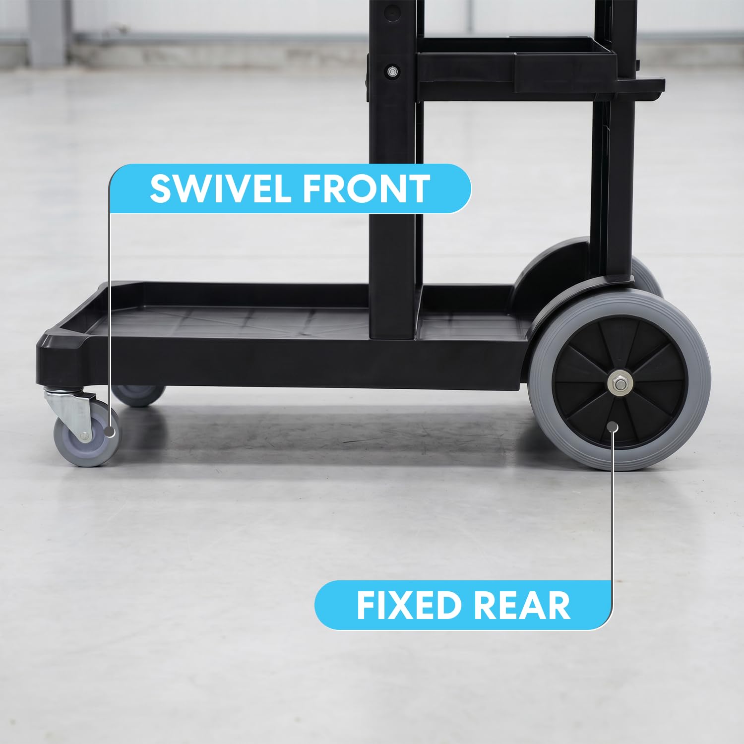 Simpli-Magic Janitorial Cart, 330 lbs Capacity – 3-Shelf Commercial Housekeeping Cleaning Cart on