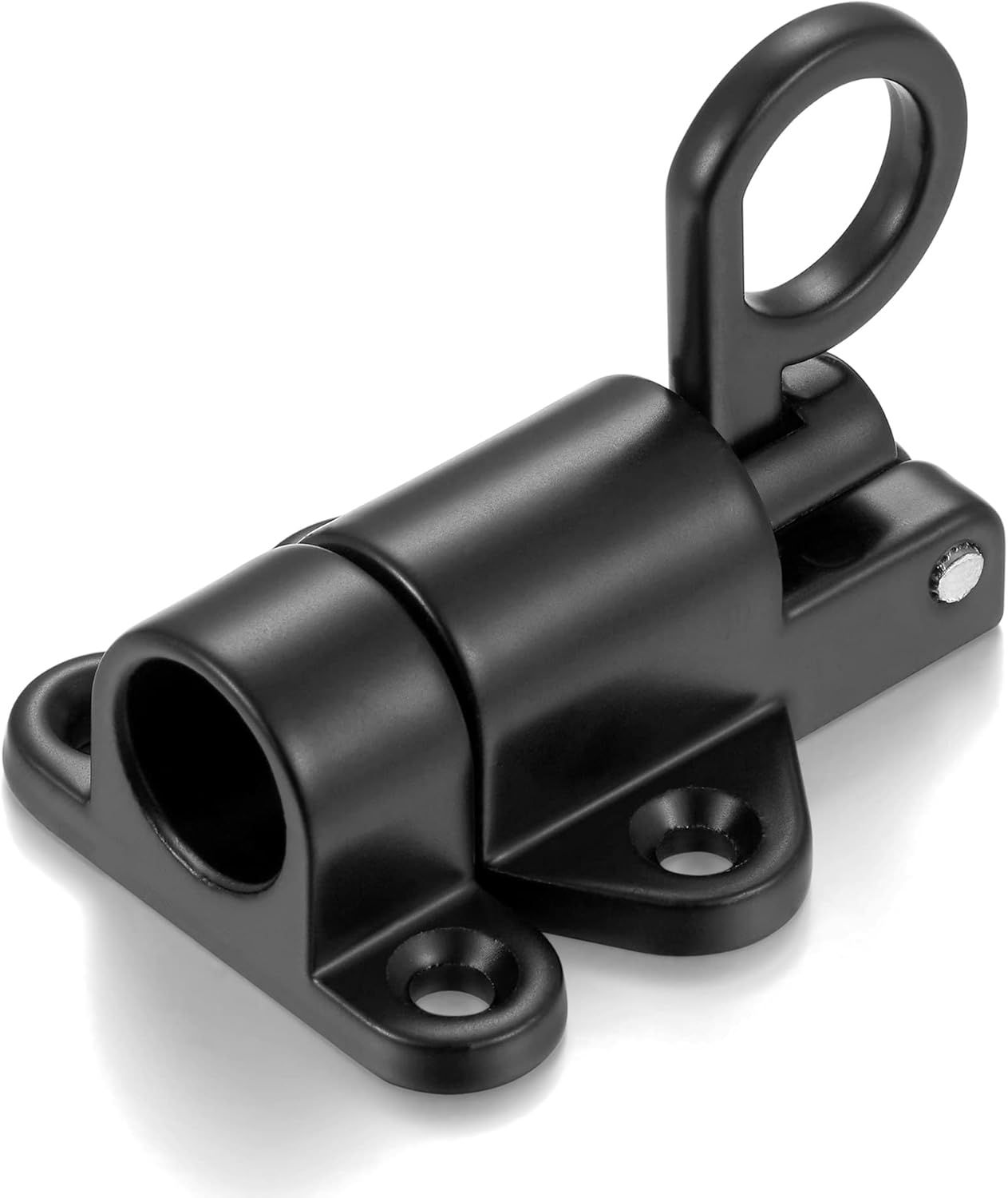 4 Packs Self-Closing Latches，Black Spring Door Lock，Resilient Bolt Latch Aluminum Alloy Safety Automatic Spring Barrel Slide Door Lock with Screws,Used for Gate,Window and Cabinet etc