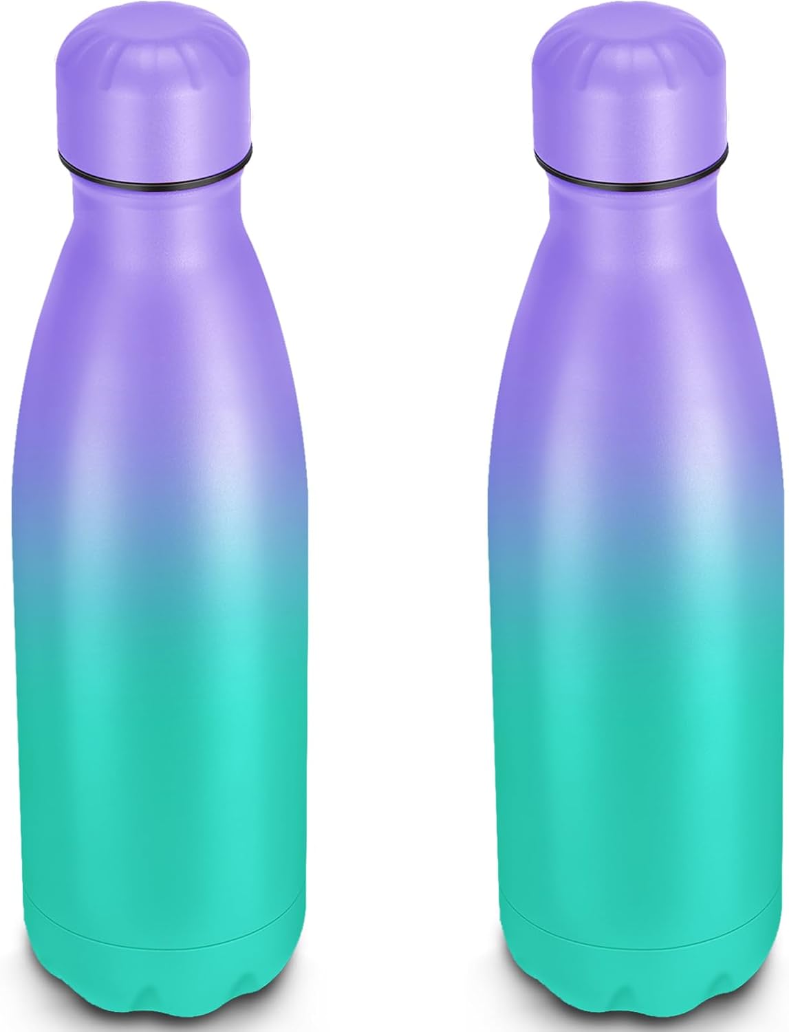 25oz Cola-Bottle Shaped Stainless Steel Leak-proof Water Bottle,Double Wall Vacuum Insulated Metal,Travel Mug For Sports Indoors & Outdoors,BPA-Free Kids Flasks,Purple Green(2 Pack)
