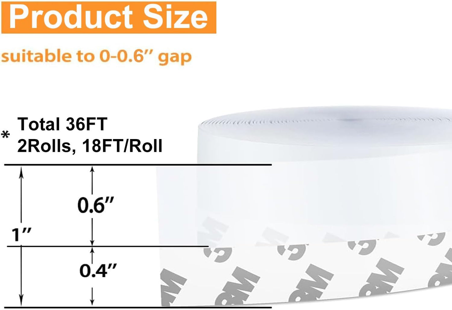 36 Ft Door Weather Stripping Door Seal Strip Tape,Silicone Door Draft Stopper,Self Adhesive Shower Door Bottom Seal and Door Insulation Strip for Door Frame Windows and Glass Gaps (Transparent, 25mm)