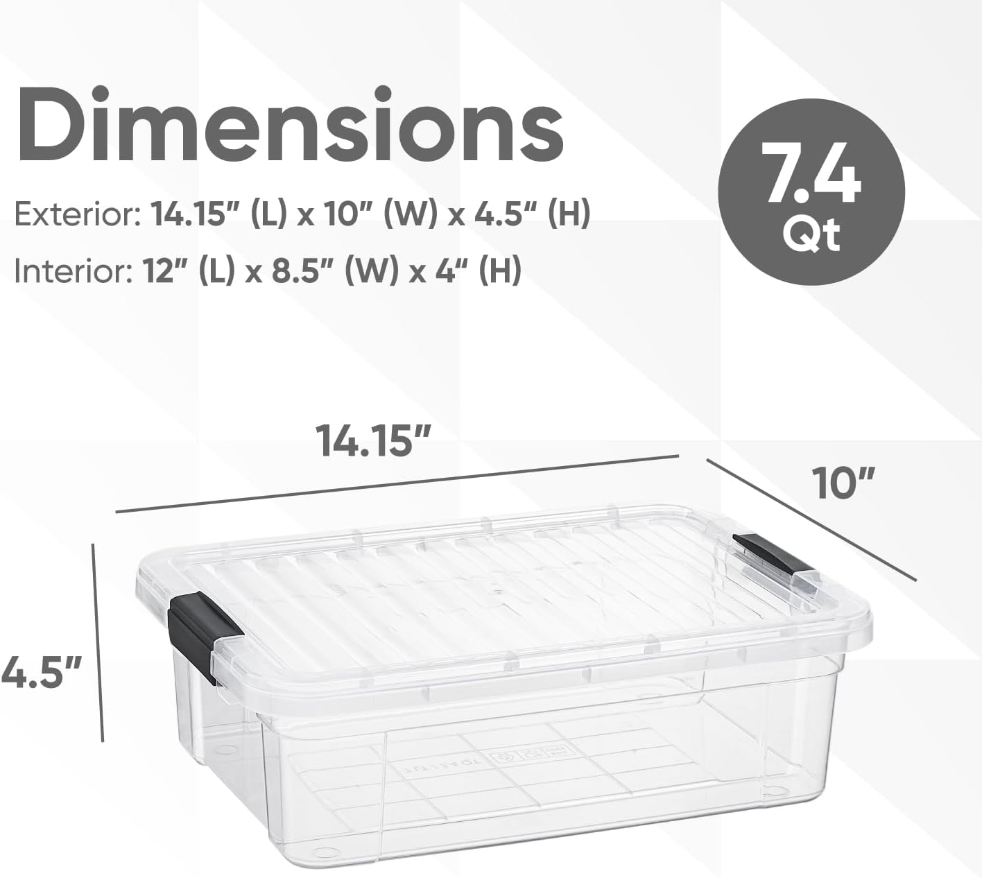 Superio Storage Bins with Lids- 2 Pack, 7.4 Qt Clear Boxes for Organizing, Stackable Plastic Containers- BPA Free, Non-Toxic, Odor Free, Organizer for Home, Office, Dorm