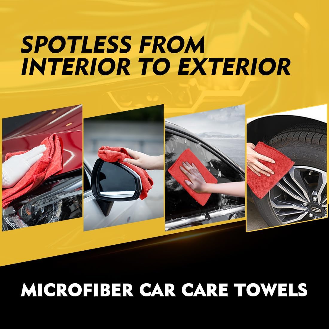 HOMEXCEL Red Microfiber Cleaning Cloth 50 Pack, 12.5 x 12.5 inch Microfiber Towels for Cars, Ultra Absorbent Car Washing Cloth, Lint Free Streak Free Cleaning Rags for Car, Kitchen, and Window