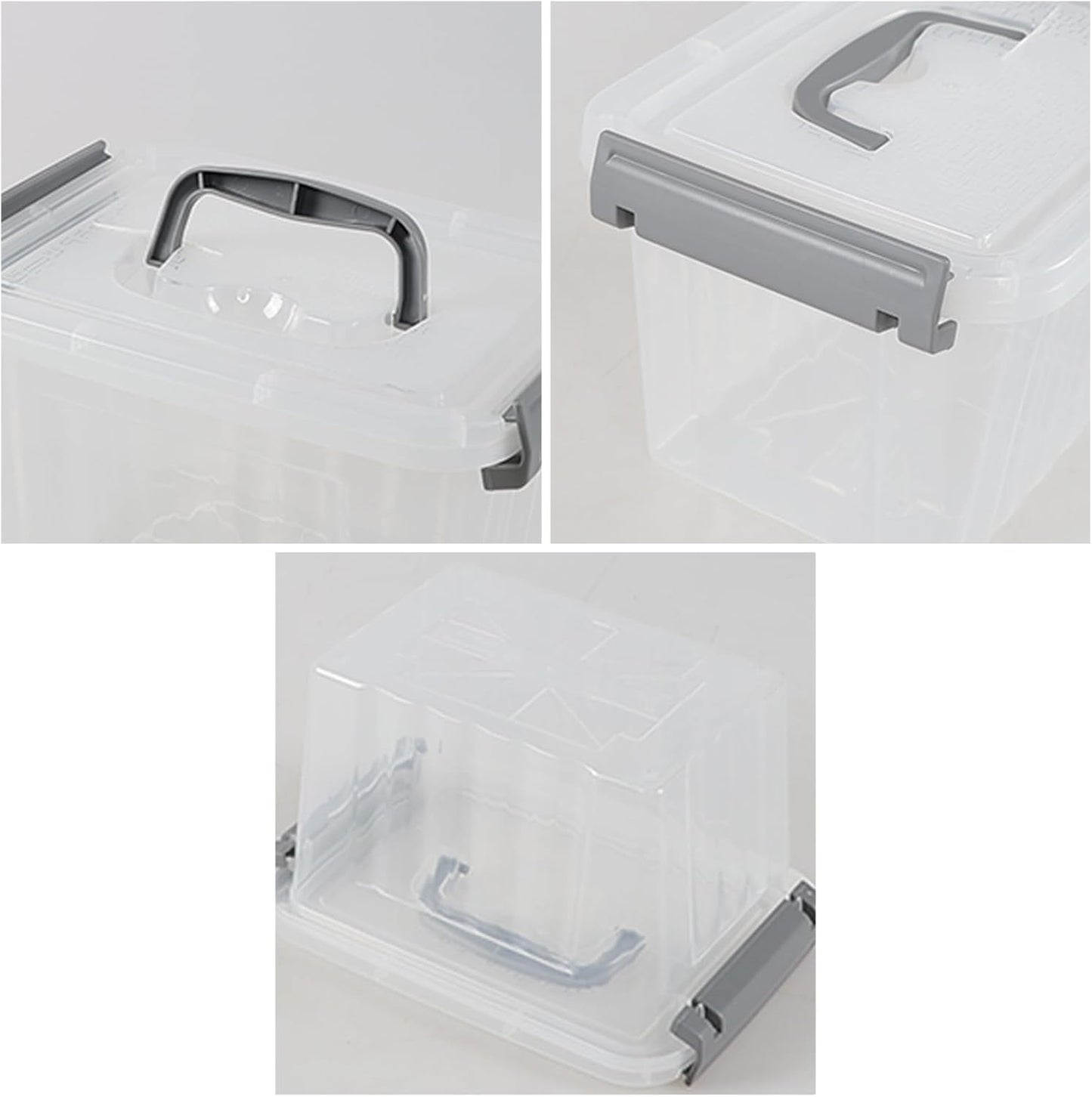 3 L Small Clear Storage Latch Box, 6 Pack Plastic Stackable Organizer Containers with Lids