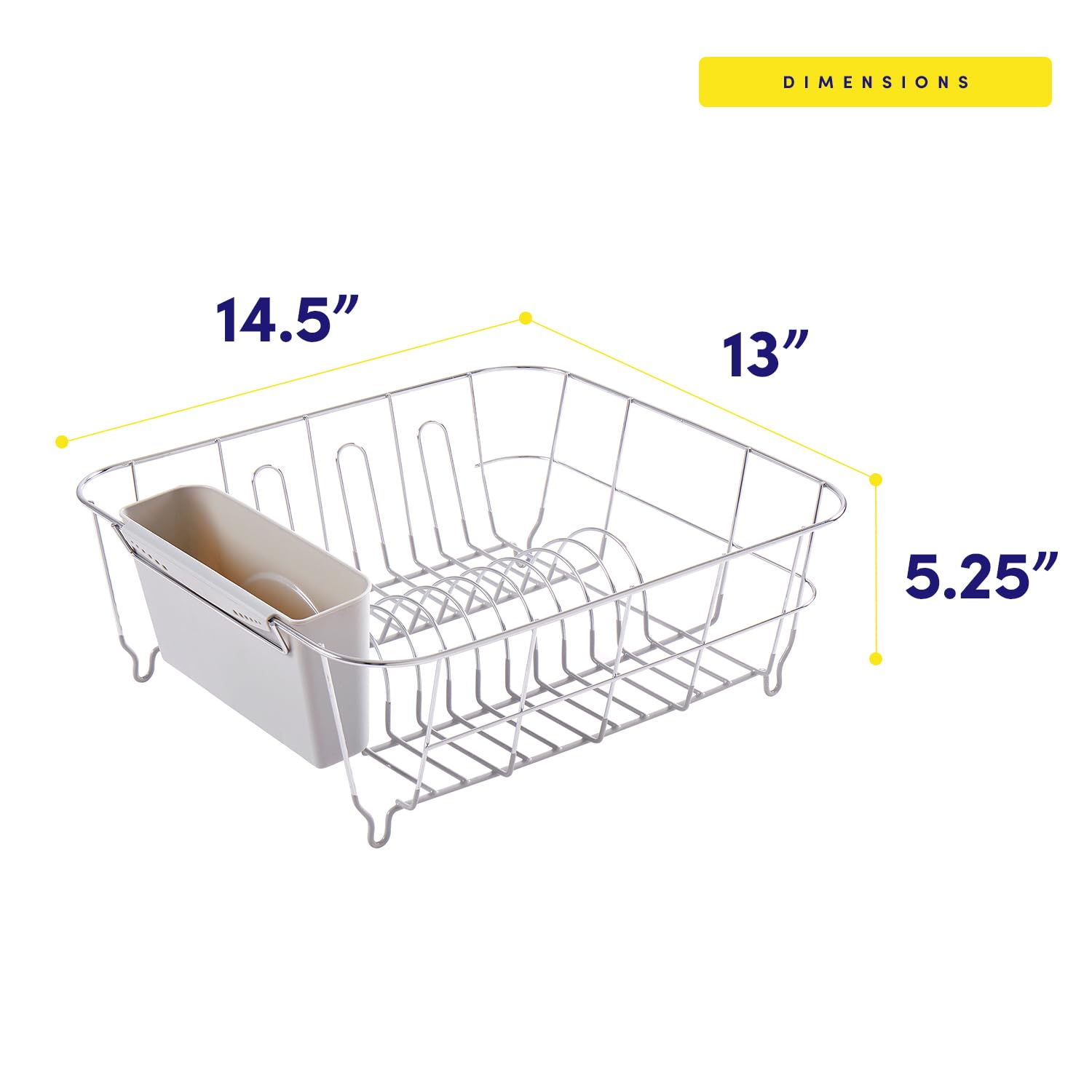 Dish Drying Rack & Cutlery Holder 2 Piece Set - Compact Sink-Fitting Dish Drainer with Rubberized