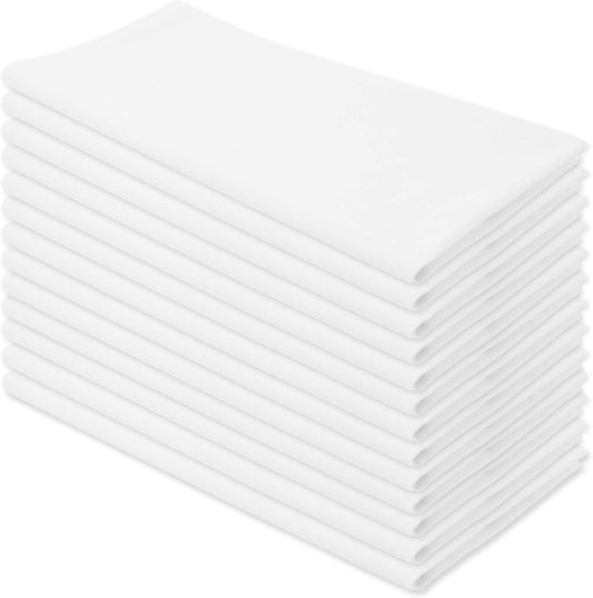 Aunti Em's Kitchen Flour Sack Dish Towels - Natural Cotton for Embroidery and Drying Glass, Hand, Dinnerware - Plain, Thick, Zero-Lint - Highly Absorbent - Set of 13, 27 x 27 Inch, White