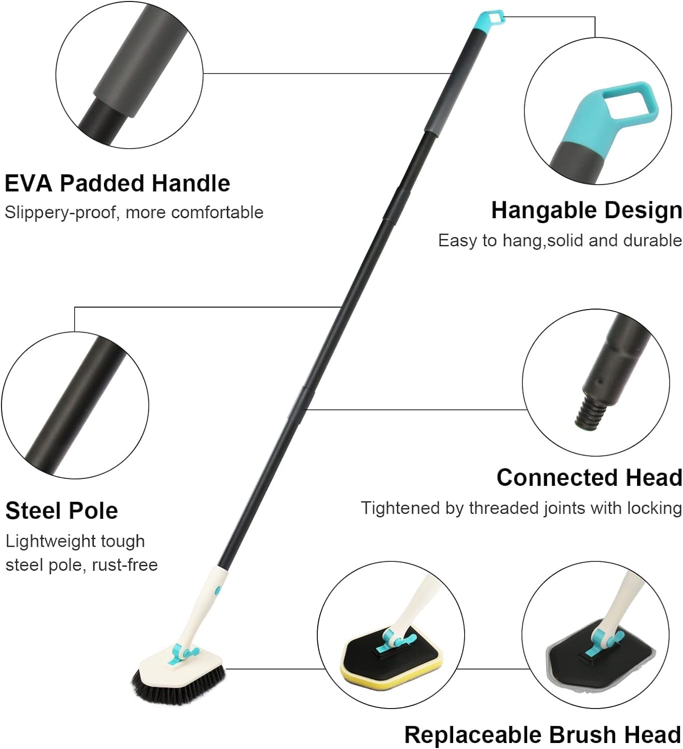 Cleaning Brush for Bathroom Kitchen Bathtube Toilet All Purpose Sponge Brush with Ergonomic Handle (5)