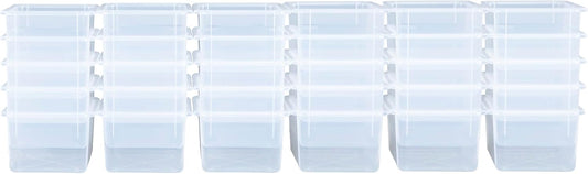 Wood Designs Cubby Storage Bin, Heavy Duty Plastic Containers for Kids Translucent Clear Cubby Tray Set of 30