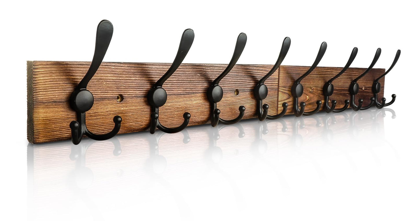 Homagic Coat Rack Wall Mount 31.5'' Coat Hanger Wall Mount Burnt Brown Coat Hooks for Wall Rustic