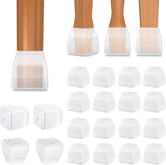 BALEINE 16 Pack Silicone Chair Leg Floor Protectors, Stool Leg Protectors Cap, Non-Slip Chair Leg