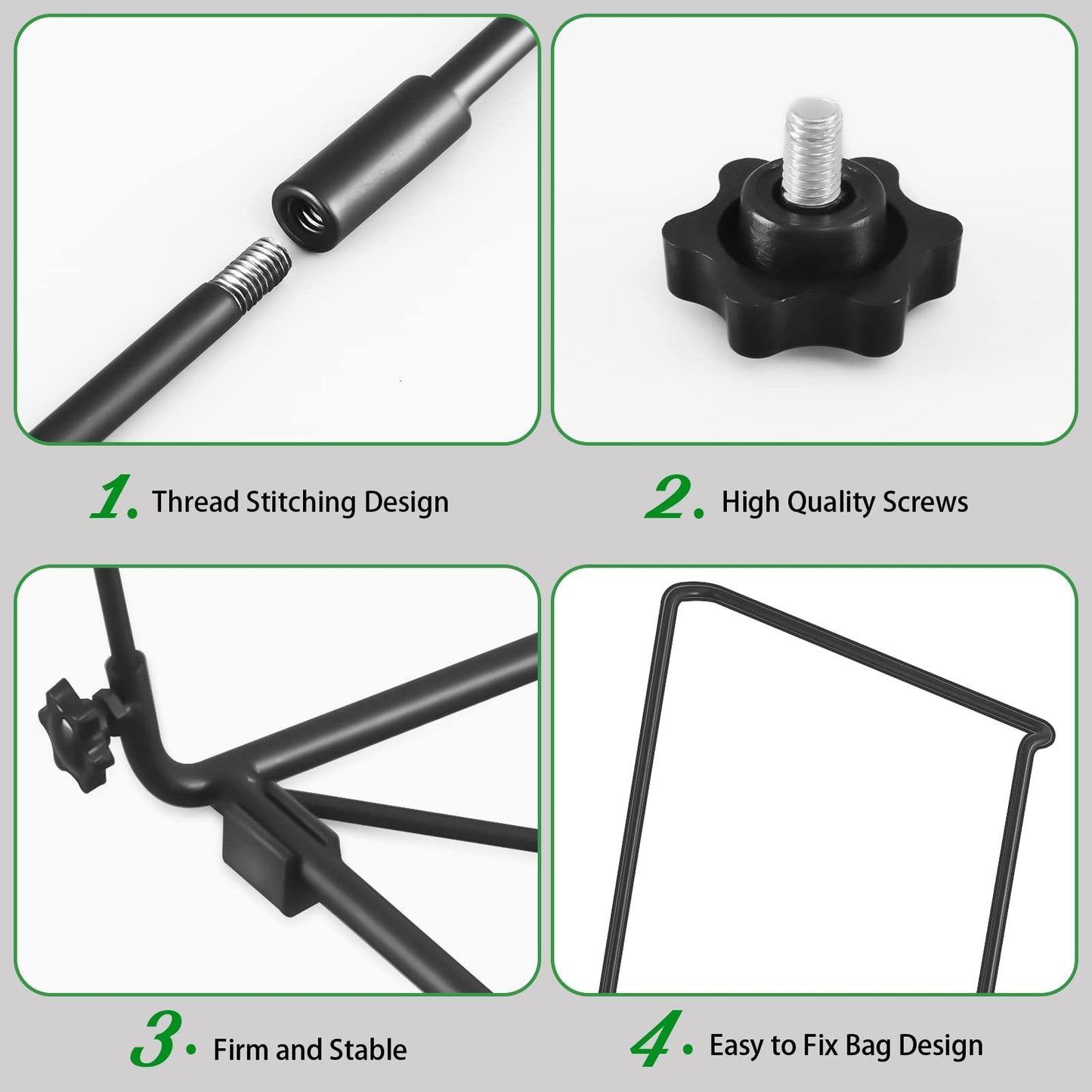 FEED GARDEN Trash Bag Holder, Outdoor Metal Leaf Bag Holder Stand, Garbage Bag Frame Holder for