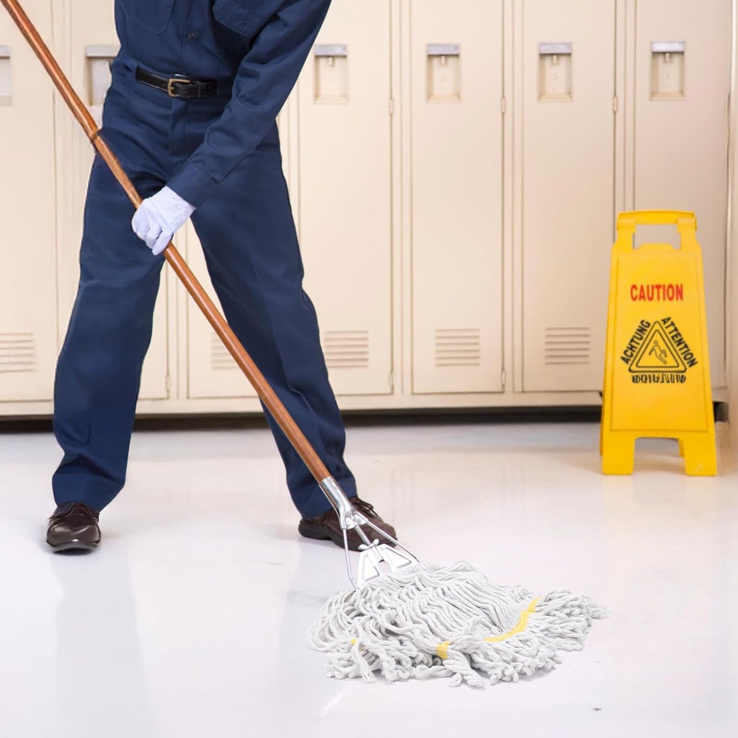 KeFanta 6 Pack Heavy Duty Commercial Mop Head Replacement,Wet Industrial Cotton Looped End String Mops Refill for Floor Cleaning,Yellow